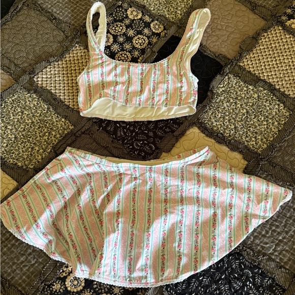 Frankie's Bikinis Pink and Green Floral Bikini Set - Picture 2 of 2